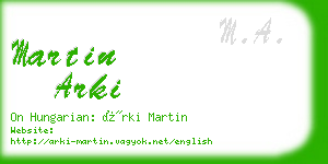 martin arki business card